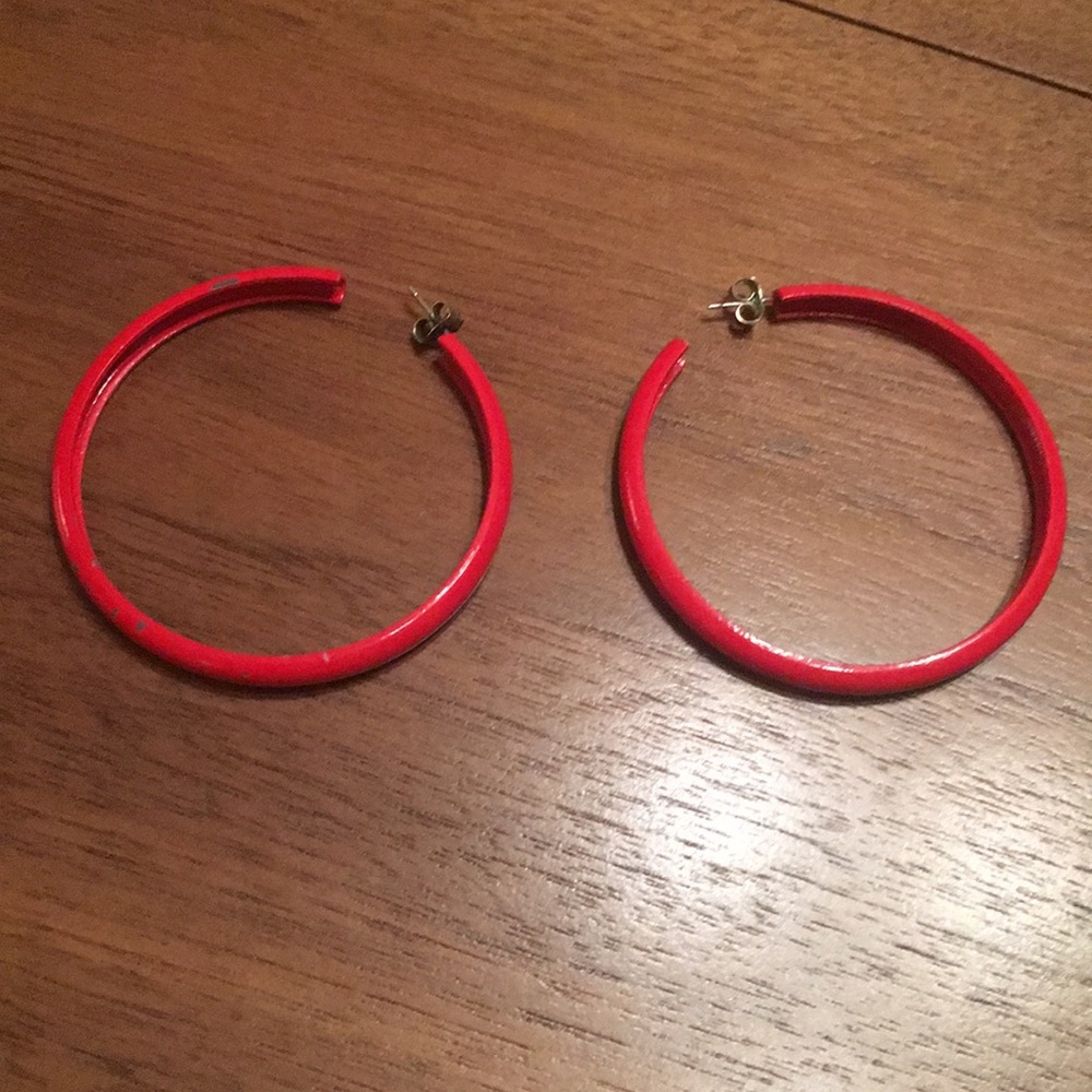 Bad Bitch Large Red Hoop Earrings
